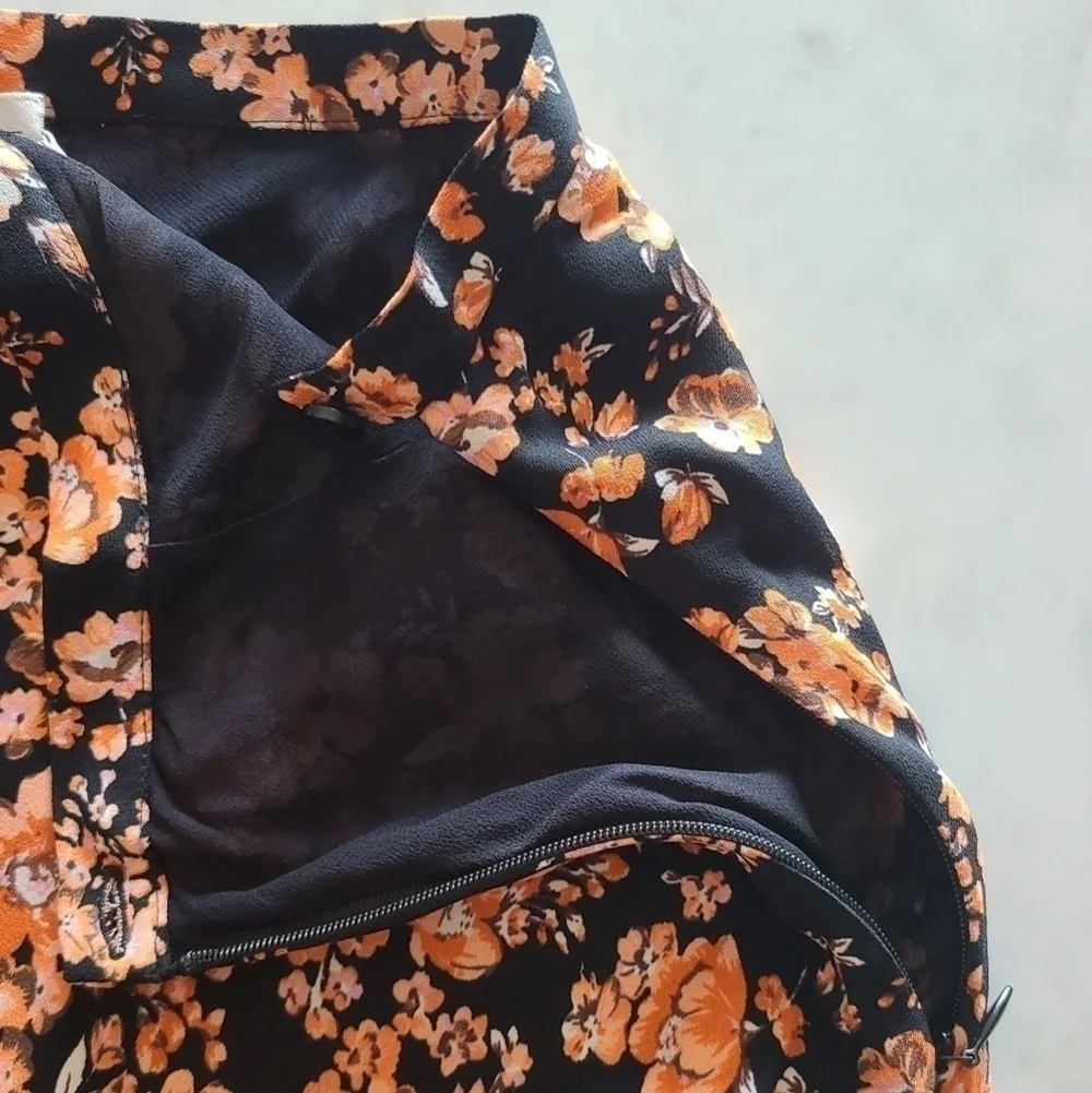 Baum und Pferdgarten Sanne Floral Midi Skirt, Size 10, Black | Orange, NWT